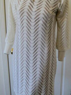 Emma & Michele Cream Knit & Nude Underlay  Stretch Dress SZ  LARGE